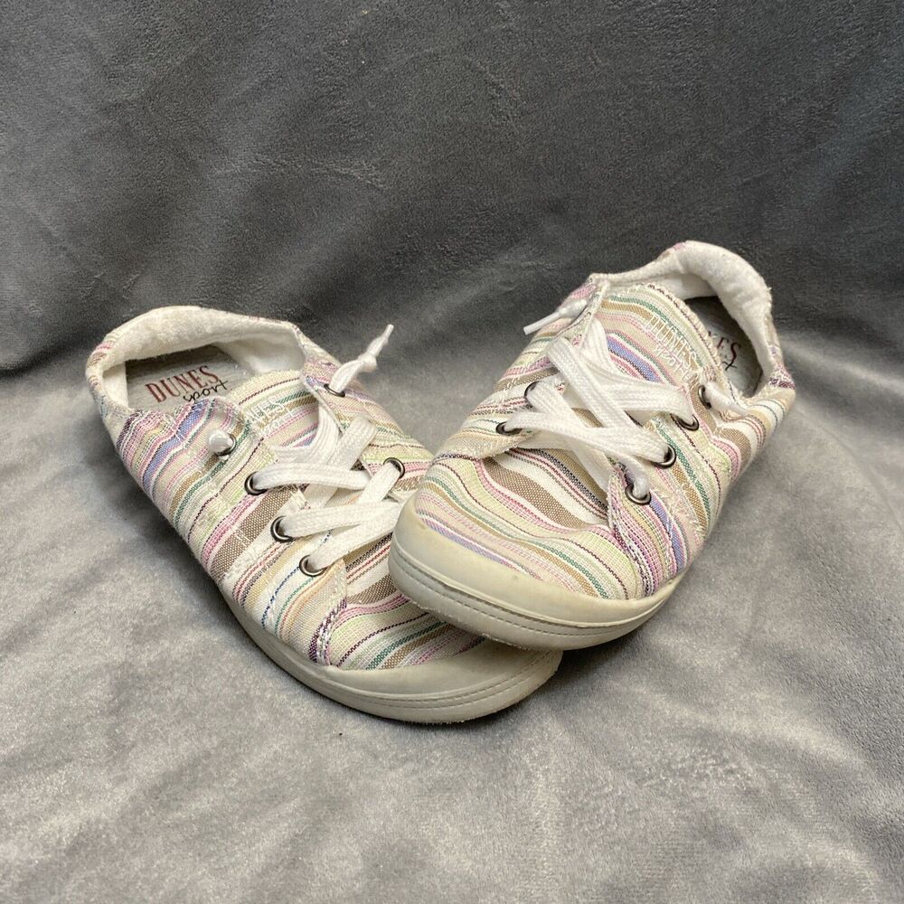 Dunes Sport Women’s Size 9.5 M Sneakers Reesa Canvas Striped Flats Comfort
